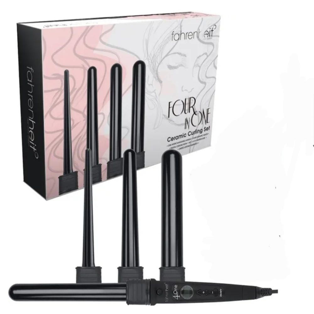 Fahrenheit Four in One Ceramic Curling Wand w/heat protective glove and sleeve.